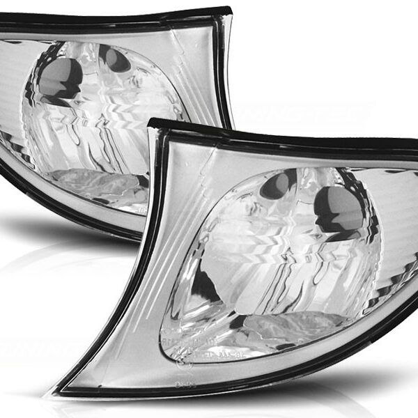 Комплект тунинг мигачи към фара за BMW серия 3 E46 седан/комби 2001-2005 с хром основа ляв + десен