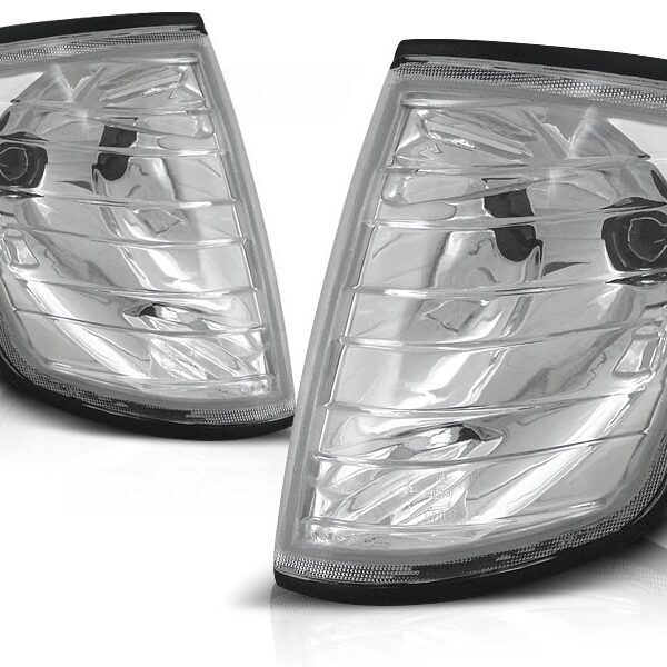 Комплект тунинг мигачи към фара за Mercedes E класа W124 1985-1995 с хром основа ляв + десен