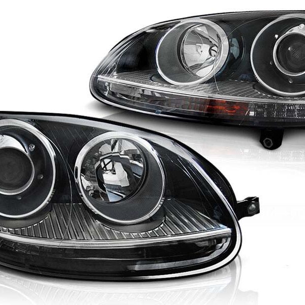 Комплект тунинг фарове за VW Golf V 2003-2009 GTI, Jetta 2005-2010 с черна основа, ляв и десен