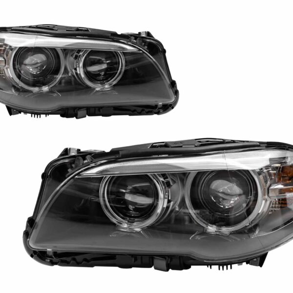 Комплект ксенонови фарове тип LCI за BMW серия 5 F10 седан, F11 комби 2010-2013 с черна основа за модела с фабрични ксенонови фарове