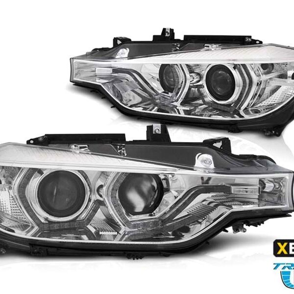 Комплект тунинг ксенонови фарове за BMW серия 3 F30,F31 2011-2015 с хром основа, ляв и десен за модели без AFS функция