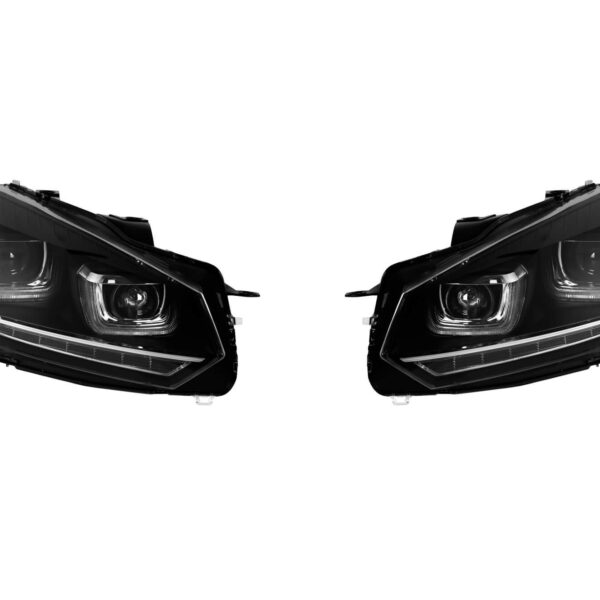 Комплект тунинг ксенонови фарове с LED DRL светлини за Volkswagen Golf 6 2008-2012 с черна основа, ляв и десен